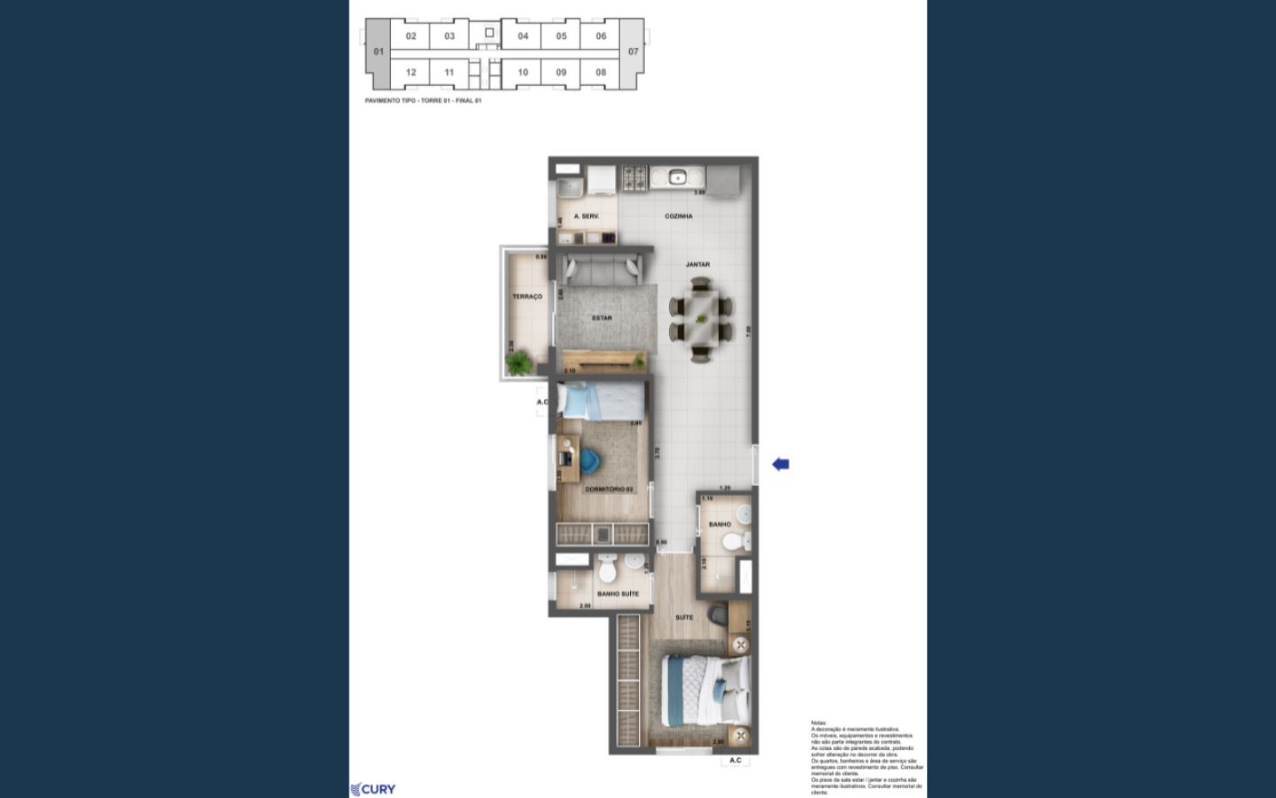 Planta 2 quartos com suíte - Nova Norte Residencial