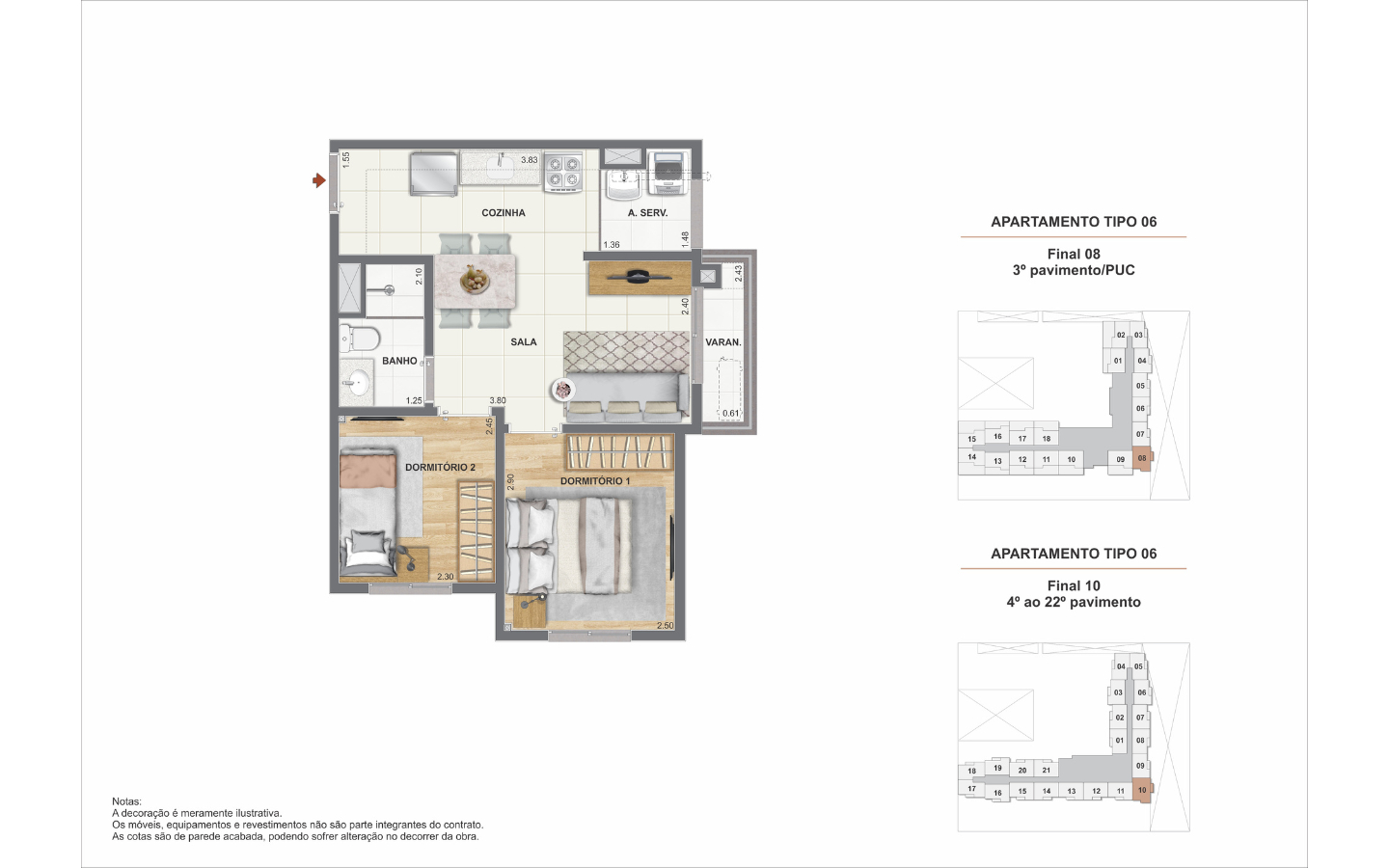 Planta apartamento tipo - Residencial Pixinguinha