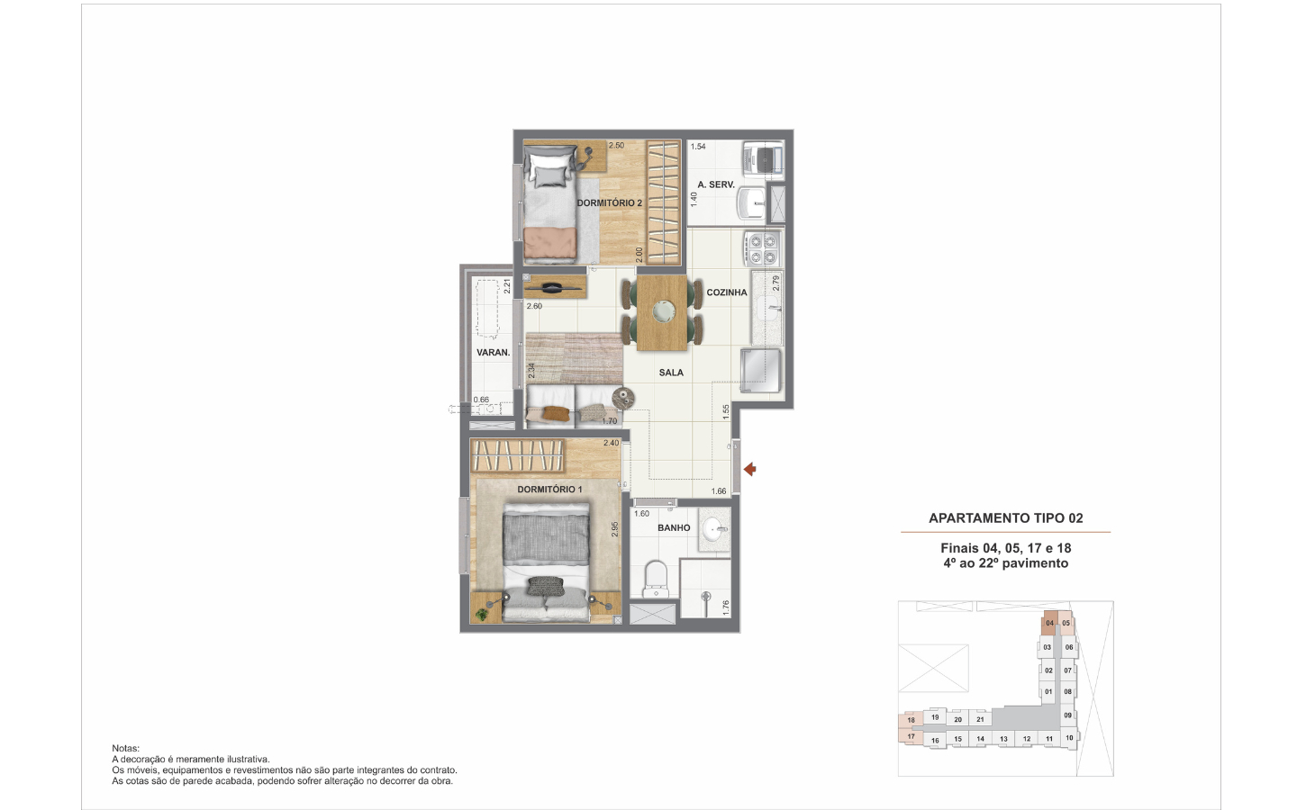 Planta apartamento tipo - Residencial Pixinguinha